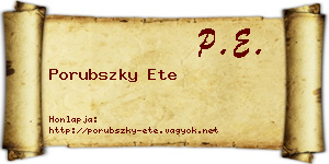 Porubszky Ete névjegykártya